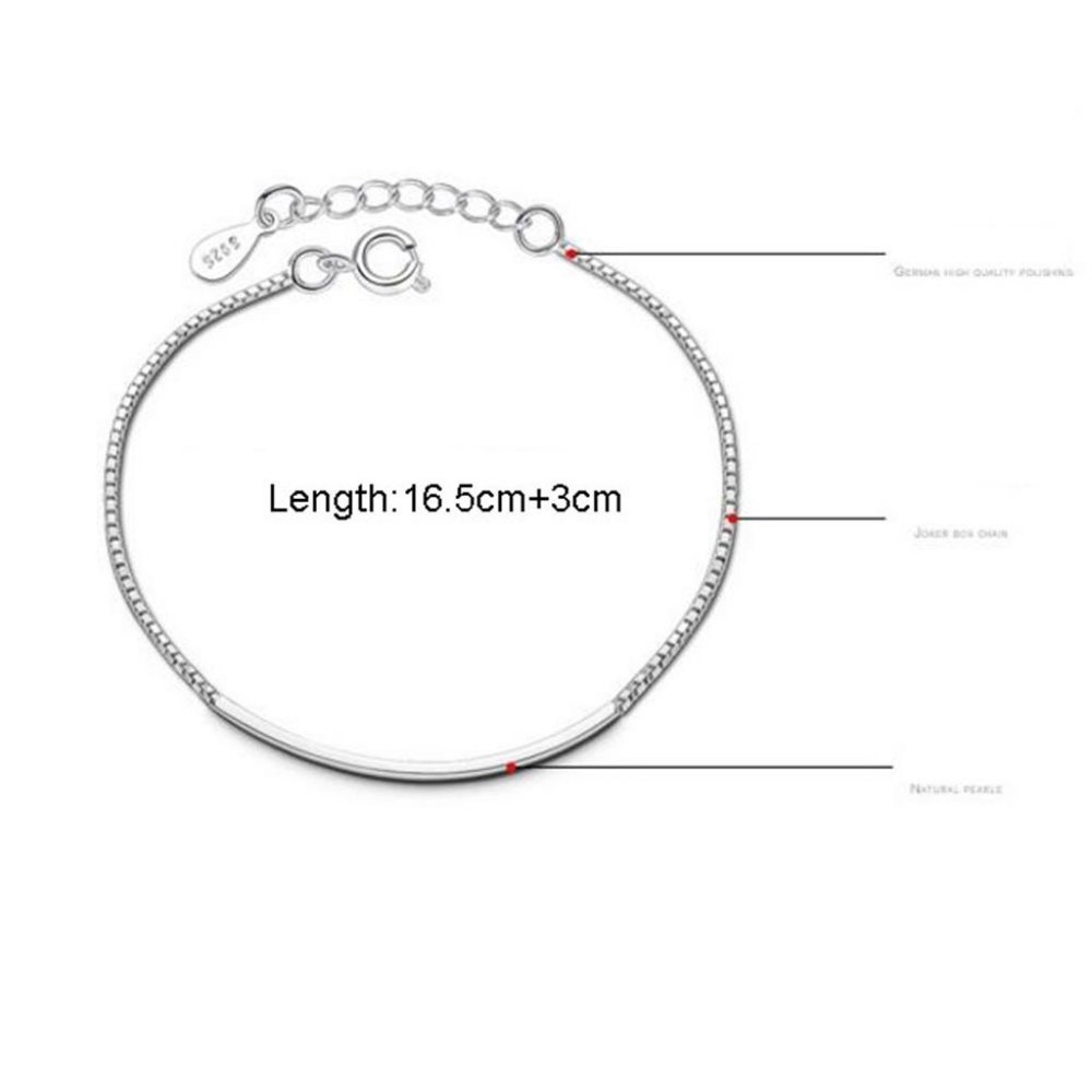 NEW 925 Sterling Silver Simple Bar Bracelet H - Picture 7 of 7